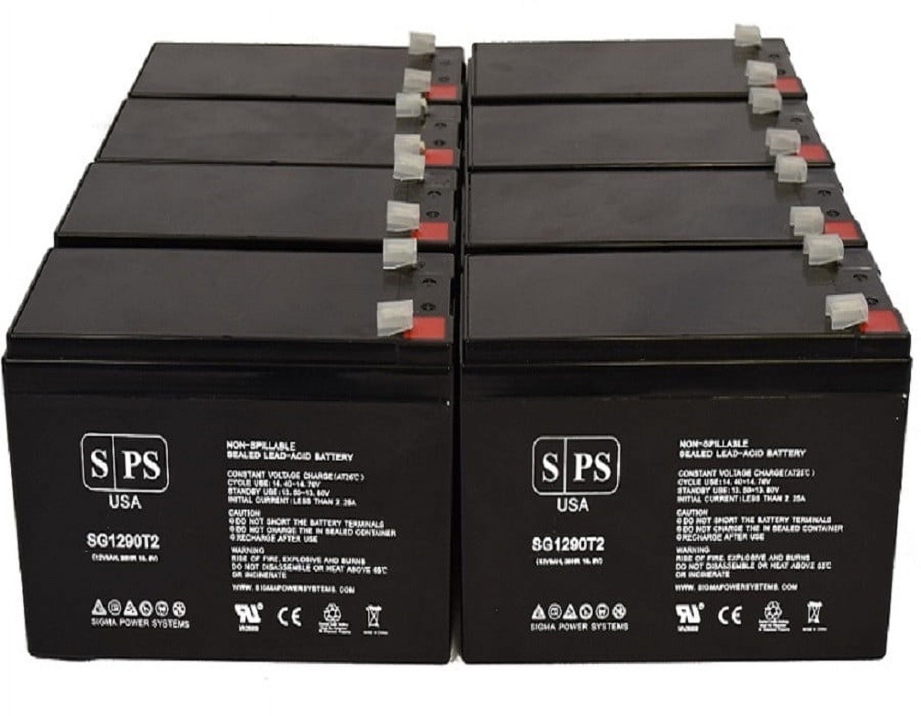 SPS Brand 12V 9Ah Replacement Battery (SG1290T2) for MGE Pulsar 72V EXB (Terminal T2) (8 Pack)