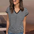 thumbnail image 2 of Women's V-Neck Sleeveless Tee - Breathable Striped Summer Top, Plus Size Loose Fit (XL-8XL, 10 Colors) | Yubnlvae (Black | 3XL), 2 of 8