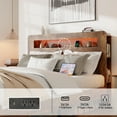 thumbnail image 3 of Miniyam Queen Size Platform Bed with Storage Headboard, USB Ports, Outlets for Adult, Brown, 3 of 7