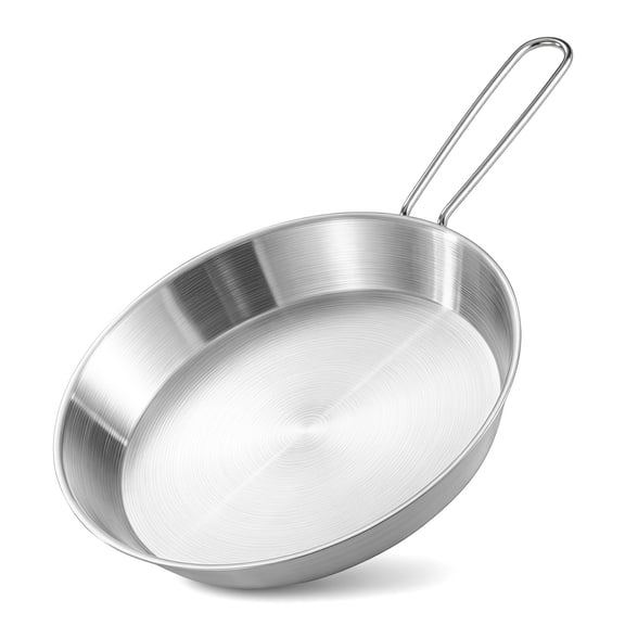 Space Efficient Stainless Steel Frying Pans Nonstick Kitchen Cooking Frypan with Folding Handle Camping Cookware