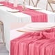 thumbnail image 4 of Camino de mesa plisado de poliéster bohemio | Mantel decorativo para San Valentín, bodas y fiestas | 90 x 180 cm, textura arrugada rosa para cenas y eventos, 4 of 5