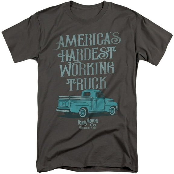 Ford Vintage Hardest Working Truck Unisex Adult Tall T Shirt,Charcoal, 3X-Large