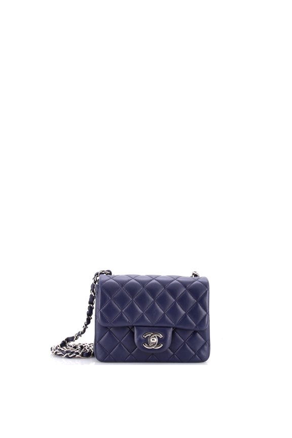 Pre-Owned Square Classic Single Flap Bag Quilted Lambskin Mini By Rebag