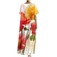 thumbnail image 5 of Drses Summer Dresses for Women 2024 Fashion Casual Loose Printed Pocket Dress Round Neck Short Sleeve Long Summer Large Hem Dress Women's Casual Dresses, 5 of 5