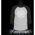 thumbnail image 2 of Shop4Ever Men's Compass Traveling North South East West Raglan Baseball Shirt XX-Large Heather Grey/Black, 2 of 4