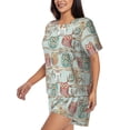 thumbnail image 2 of Naloa Cute Owl Women's Short-Sleeved Pajama Set, Loungewear, Summer pajamas, Breathable Cozy - Medium, 2 of 9