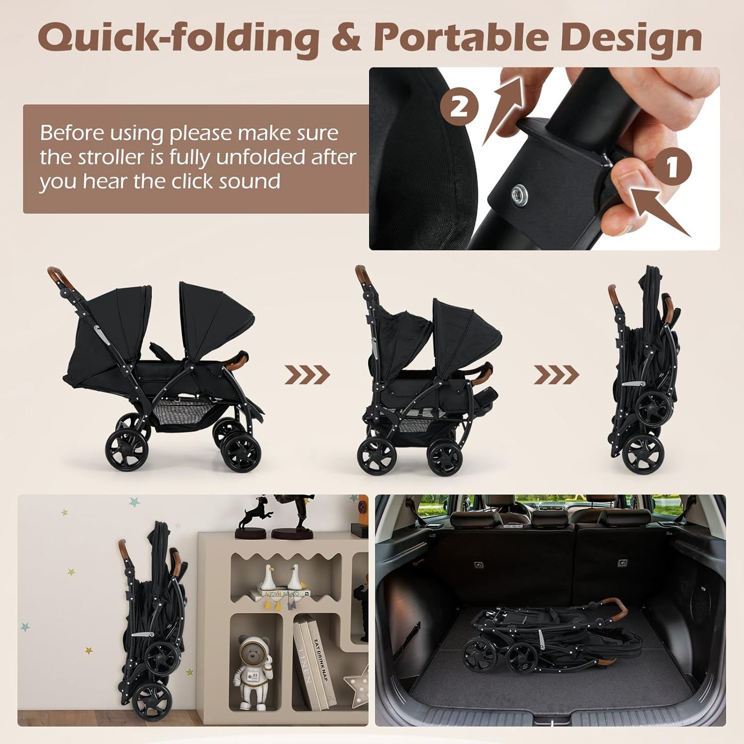 Infans Double Tandem Stroller for Twins and Siblings photo 4