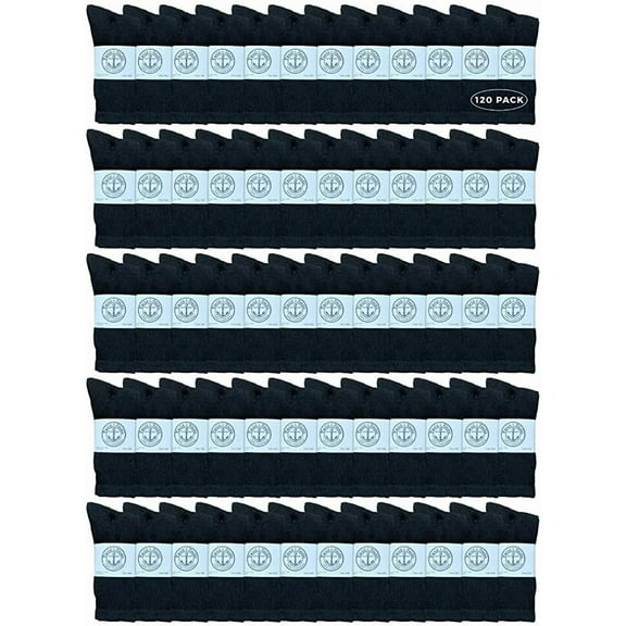 Yacht & Smith Mens Wholesale Bulk Cotton Socks, Athletic Sport Socks Shoe Size 10-13 (120 Pairs Black)