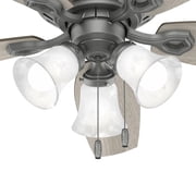 Hunter 52 inch Indoor Ceiling Fan with LED Lights - Ceiling Fan with Pull Chain, For Bedroom, Living Room, or Kitchen, Low Profile Mount, No Remote, 5 Blades - Builder 51113, Matte Silver