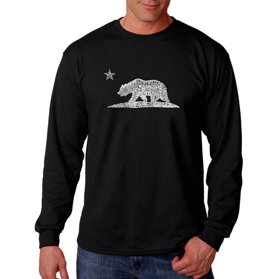 LA Pop Art Men's Word Art Long Sleeve T-shirt - California Bear