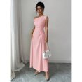 thumbnail image 4 of Pink One Shoulder Asymmetric Maxi Dress With Ruched Waist, Elegant Formal Evening Dress For Casual Vacations And Romantic Dates, 4 of 6