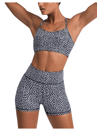 Lolmot Workout Sets for Women 2 Piece Outfits High Waist Yoga Shorts  Adjustable Padded Sports Bra and Biker Short Set Gym Clothes Tracksuit 