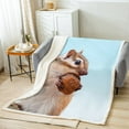 thumbnail image 2 of Kawaii Ground Squirrel Fleece Blanket Cute Hamster Sherpa Blanket, Brown Nut Blanket Blue Sky Throw Blanket for Sofa, Lovely Wildlife Flannel Blanket Fluffy, 2 of 6