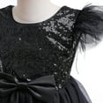 thumbnail image 5 of 5T Little Girls Princess Dress Party Dress Formal Prom Dress 6T Little Girls Fly Fluffy Sleeve Shinning Sequins Mesh Stitching Princess Dress Prom TuTu Dress Black, 5 of 8