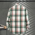 thumbnail image 4 of USNSM Men's Flannel Shirts Casual Fashion Long Sleeve Casual Cotton Plaid Turndown Collar Button Down Shirt Jacket Green XL, 4 of 9