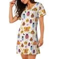 thumbnail image 2 of Lsque cute bugs Pattern Nightgowns for Women Sleep Shirts Short Sleeve Nightshirt Pullover Nightdress Soft Sleepwear Relaxed Fit Nightdress, 2 of 6