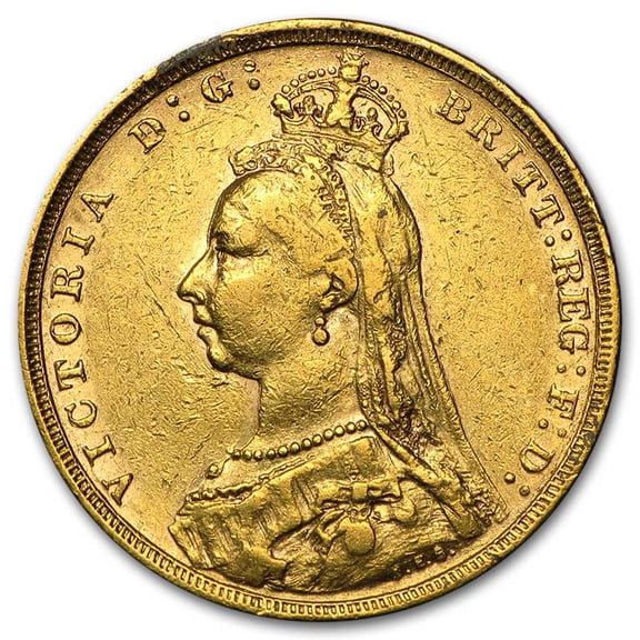 1887-1893 Australia Gold Sovereign Victoria Jubilee Avg Circ