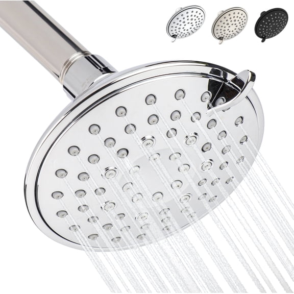 High Pressure 5-Function Massage Shower Head Chrome Fixed Showerhead Easy to Clean 4.25 Inch Face