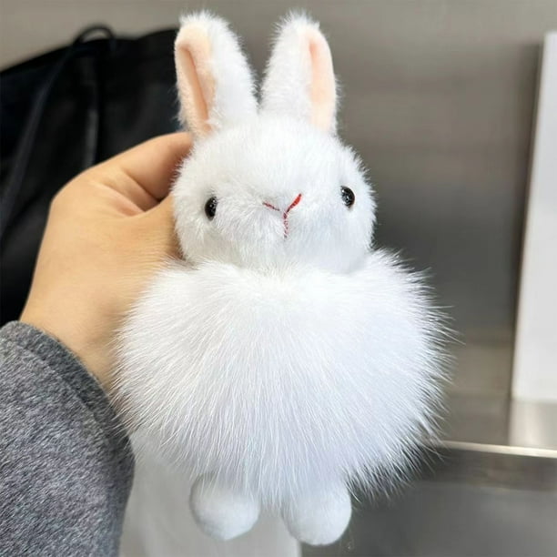 Exquisito y lindo llavero colgante de peluche de juguete para mochila, bellamente empaquetado, decoración para llaves de auto, lo que hace que el llavero de conejo de peluche sea más interesante.