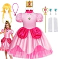 thumbnail image 2 of Disfraz clásico de Anime Con cómic para niñas, vestido de princesa melocotón para carnaval, Cosplay, juego de rol de Halloween, bata de disfraz de melocotón NPC, 2 of 4