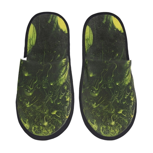 Balery Screaming Horror Art Pantuflas de Casa de Felpa Silenciosas con Diseño Estampado, Zapatillas Cómodas Antideslizantes de Algodón para Interior-Large