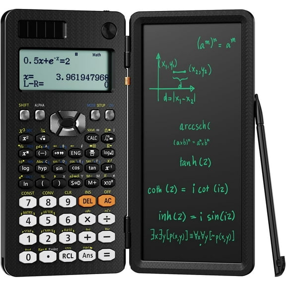Scientific Calculators Upgraded 991ES Plus Calculators Desktop, Calcpad Multiview 4-Line Display with Erasable LCD Writing Tablet, Solar Battery Power with Notepad for School and Business
