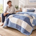 thumbnail image 2 of Clearance! Twin Size Washed Cotton Quilt Blanket, Skin-Friendly Cool Thin Comforter, Lightweight Bed Blanket for All Seasons, 78.74x59.09 Inches/Multicolor, 2 of 6