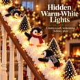 thumbnail image 4 of Clearance Penguin Christmas Stair Snow Decor with Warm Glow Lighted Xmas Figurine Decor for Home, 4 of 7