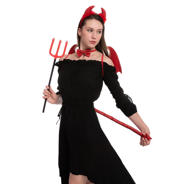 Joyfy 5 Pcs Devil Costume Set for Halloween Cosplay Accessories