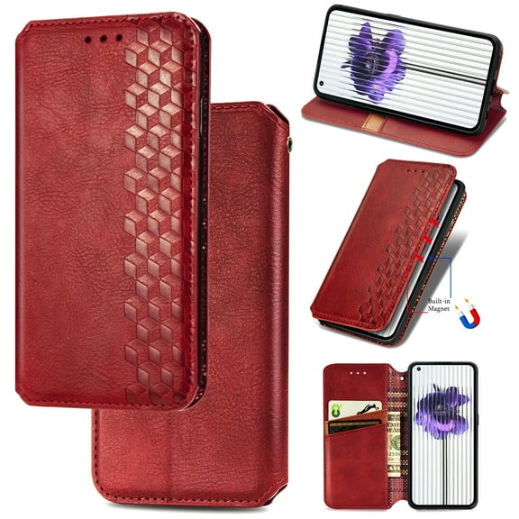 for Samsung Galaxy A51 5G Wallet Case, Men's Retro Premium Business PU Leather Classic Magnetic Closure Flip Case with Card Holder [RFID Blocking] Folio Kickstand Shockproof Phone Cover,Red