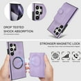 thumbnail image 3 of Allytechgroup Detachable Cards Holder Case for Samsung Galaxy S21 Ultra, RFID Blocking 2 In 1 Wallet PU Leather Case with Stand Compatible with Magsafe Shockproof Cover for Galaxy S21 Ultra, Purple, 3 of 5