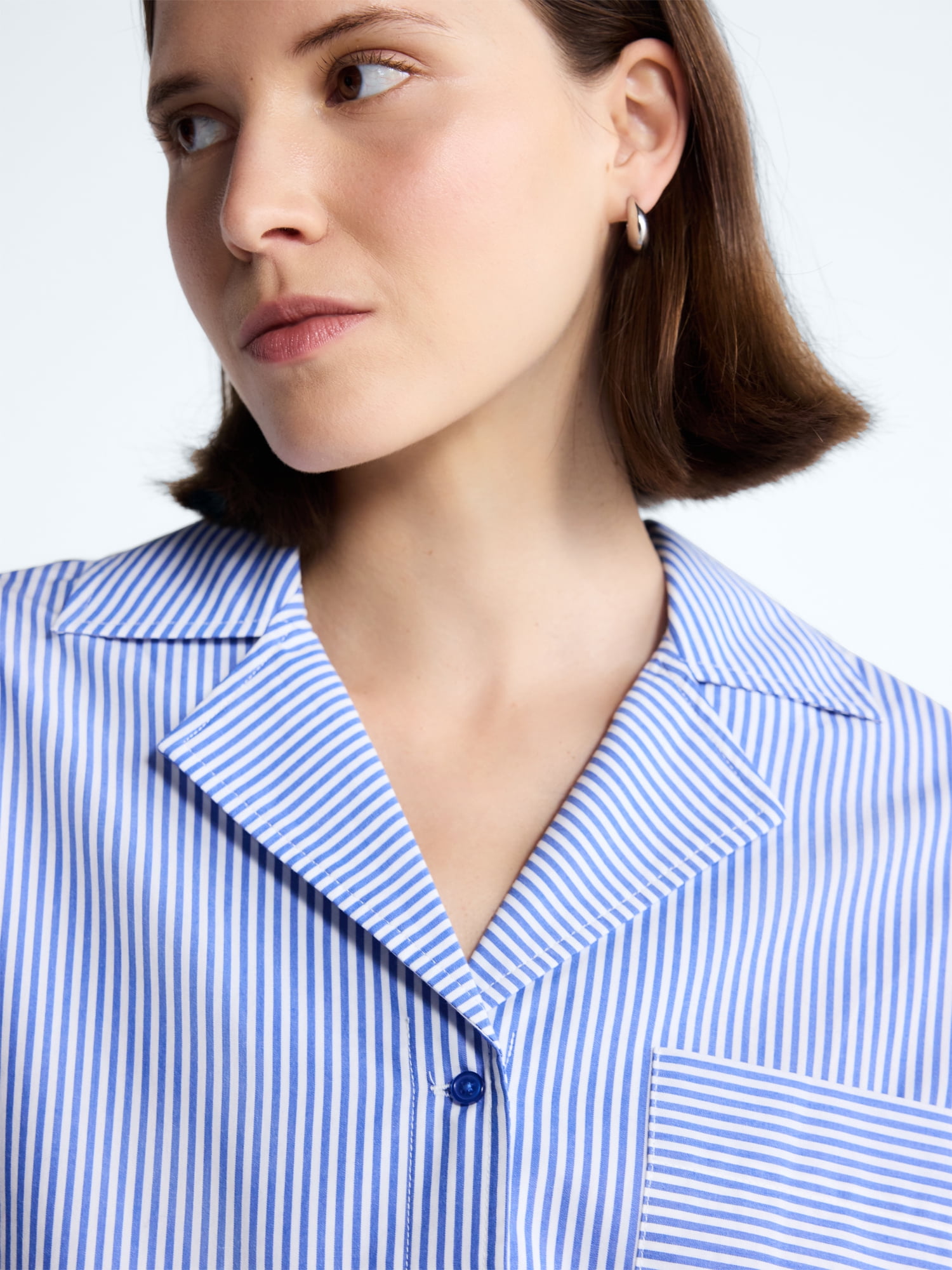 Free Assembly Women's and Women's Plus Cotton Poplin Tie Waist Shirt with Long Sleeves, Sizes XS-4X