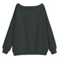 thumbnail image 5 of Casual Tops for Women Solid Color Sweatshirt Women's Off Shoulder Sweatshirt Casual Long Sleeve Pullover Tops For Daily Wear Comfortable Soft Stretchy Pure Color Loose Fit Spring Fall Winter Fashion, 5 of 5