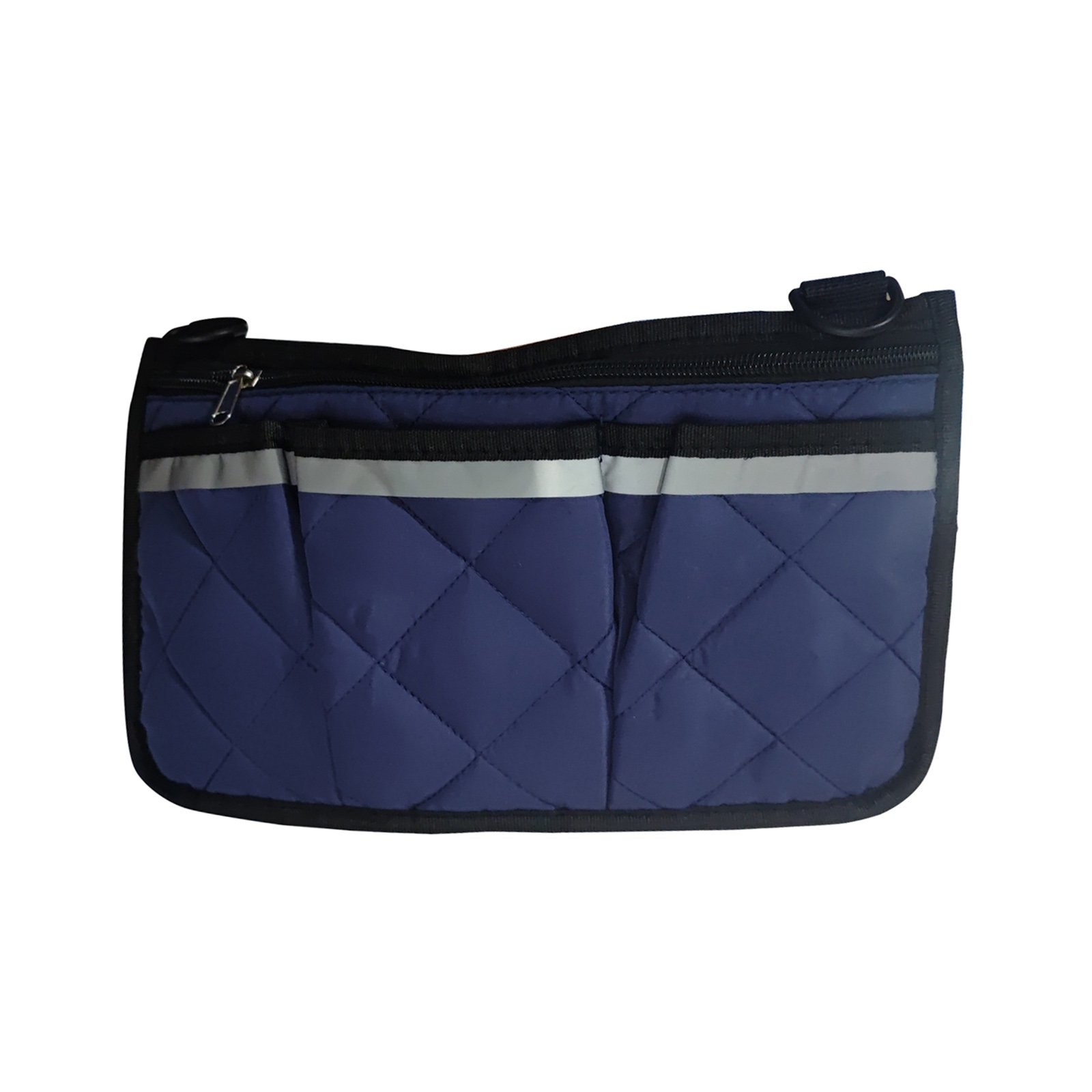 MInHoues Blue Wheelchair Side Bag 12.7x7", Armrest Pouch with Reflective Strip, Multi-Pocket Mobility Aid Storage Organizer, Water Bottle Holder for Mobility Scooters and Transport Chairs