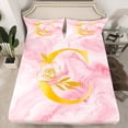 thumbnail image 2 of Homewish Pink Initial Letter C Twin Sheet Sets, Romantic Anniversary Rose Twin Fitted Sheet, Modern Fashion Marble Flat Sheet, Lightweight Room Decor, 3-Piece, 2 of 7