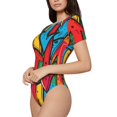 thumbnail image 2 of Haiem Colorful Arrow Graffiti Pattern Women's Crew Neck Short Sleeve Bodysuit Tops Stretchy Slim Basic-Large, 2 of 8