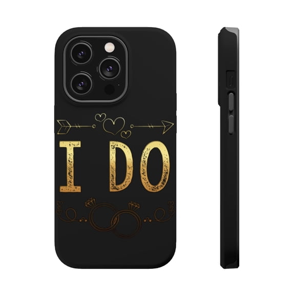 DistinctInk Tough Case for Apple iPhone 15 PRO (6.1" Screen), Compatible with MagSafe Charging - I Do Wedding Ring