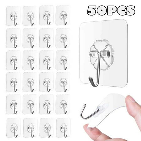 

Transparent Adhesive Hooks For Kitchen Bathroom 50 Pieces