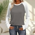 thumbnail image 2 of ClodeEU Women's Color Block Raglan Long Sleeve Shirts,Round Neck Tunic Casual Fashions Tee Gray,Womens Plus XXL, 2 of 9