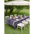 thumbnail image 4 of Outdoor Tablecloth with Umbrella Hole for Patio/Picnic/Party/Camping, Purple Black Boho Waterproof Table Cloth Rectangle Table Cover Washable, Vintage Tribal Striped Southwestern (60"x 102"), 4 of 9