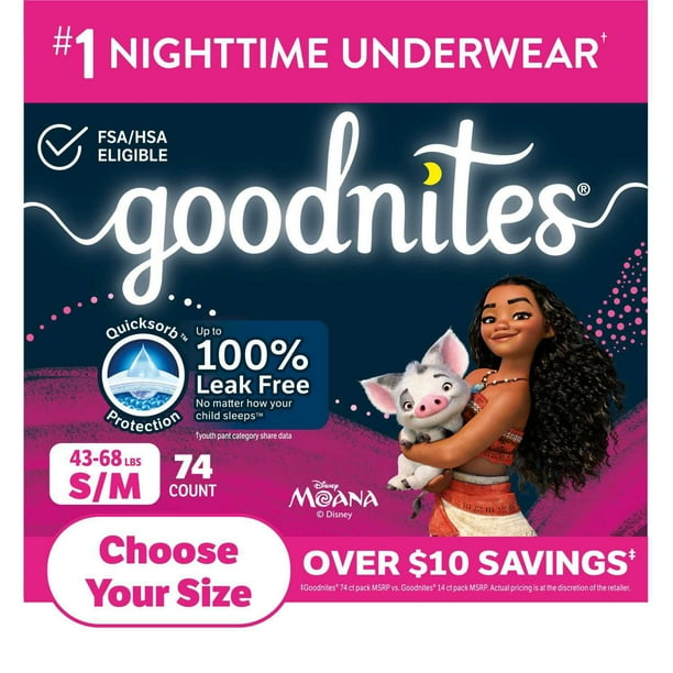 Goodnites Nighttime Bedwetting Underwear for Girls, Sizes