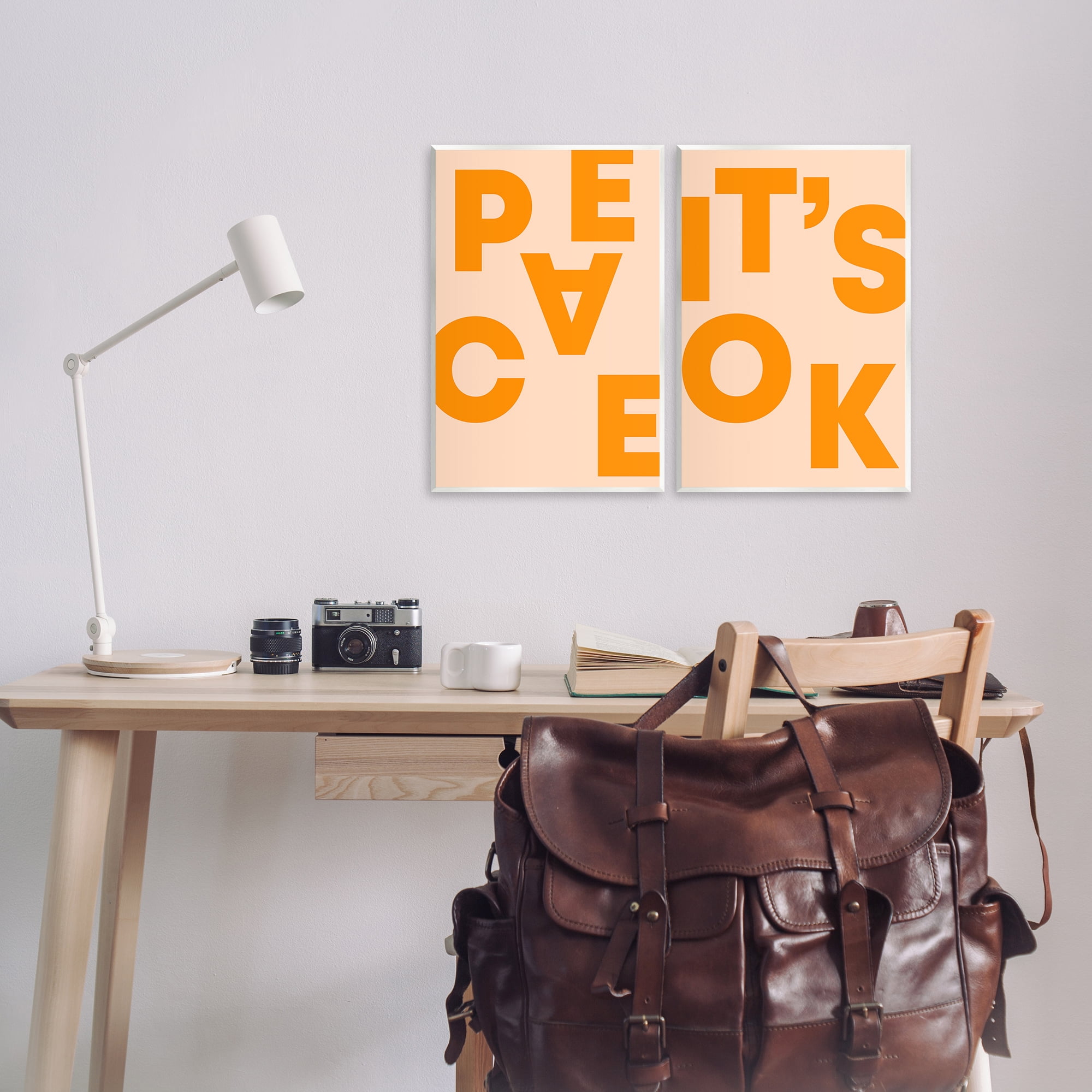Stupell Industries Peace It's Ok Orange Text & Numbers Painting Unframed Art Print Wall Art, 13 x 19, Set of 2