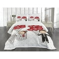 thumbnail image 3 of Ambesonne Retro Quilted Bedspread Set 3 Pcs, Funny Newlyweds Balloons, Queen Size, Red White Black, 3 of 5