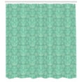 thumbnail image 3 of Hamsa Shower Curtain, Ornate Motifs with Curlicues and Doodle Style Flowers Middle Eastern Mandala, Fabric Bathroom Set with Hooks, 69W X 75L Inches Long, Cream and Sea Green, by Ambesonne, 3 of 3