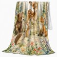 thumbnail image 2 of Whimsical Woodland Animals Floral Crown Fawn Meadow Scene, Festive Holiday Scene, Warm Flannel Blanket for Cabin and Lodge, Art Lovers Christmas Gift, Festive Home Decor, 2 of 9