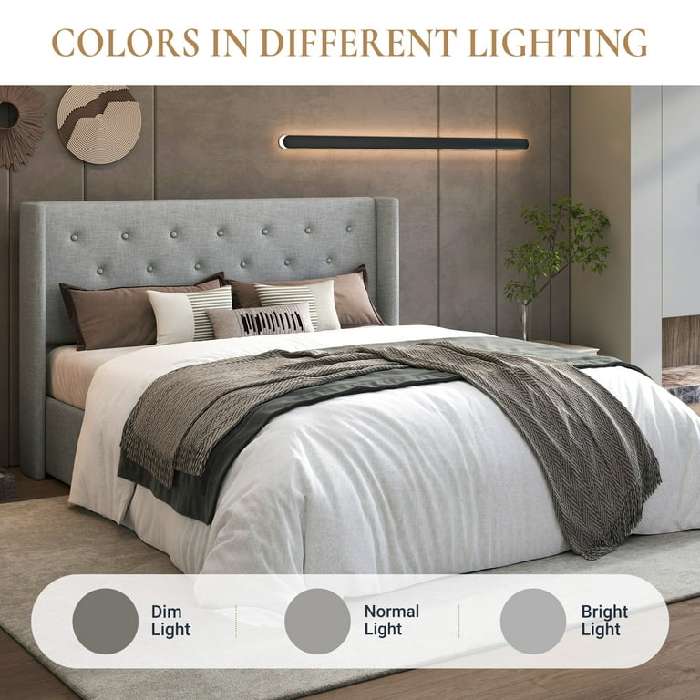 SHA CERLIN Upholstered Fabric Queen Bed Frame with Lift-Up Storage