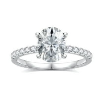Turandoss 1.5 Carat Moissanite Four-Prongs Engagement Ring 925 Sterling Silver Oval Cut Diamond Ring Wedding Band Promise Wedding Rings for Women