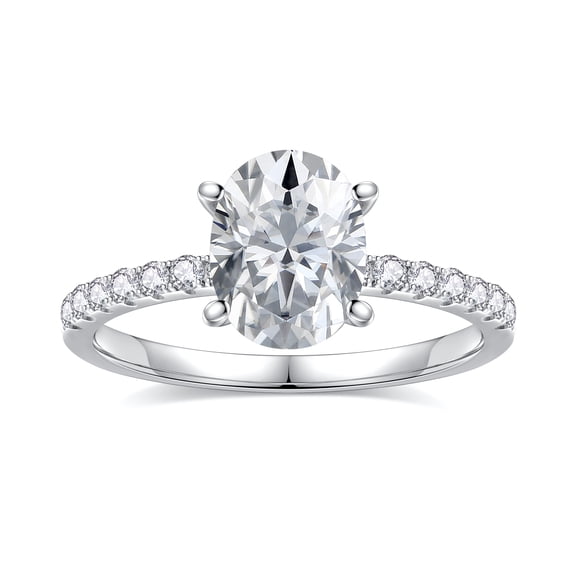 Turandoss 1.5 Carat Moissanite Four-Prongs Engagement Ring 925 Sterling Silver Oval Cut Diamond Ring Wedding Band Promise Wedding Rings for Women