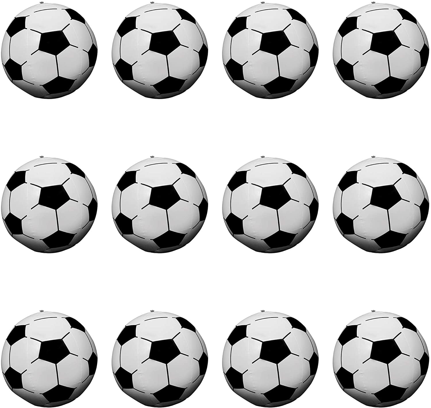 12 Pack Inflatable Blow Up Giant 16" Black and White Soccer Ball