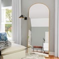 thumbnail image 2 of ZXNYH Arched Full Length Mirror Standing Hanging or Leaning Against Wall, Oversized Large Bedroom Mirror Floor Mirror Dressing Mirror, Aluminum Alloy Thin Frame, Gold, 65"x22", 2 of 6